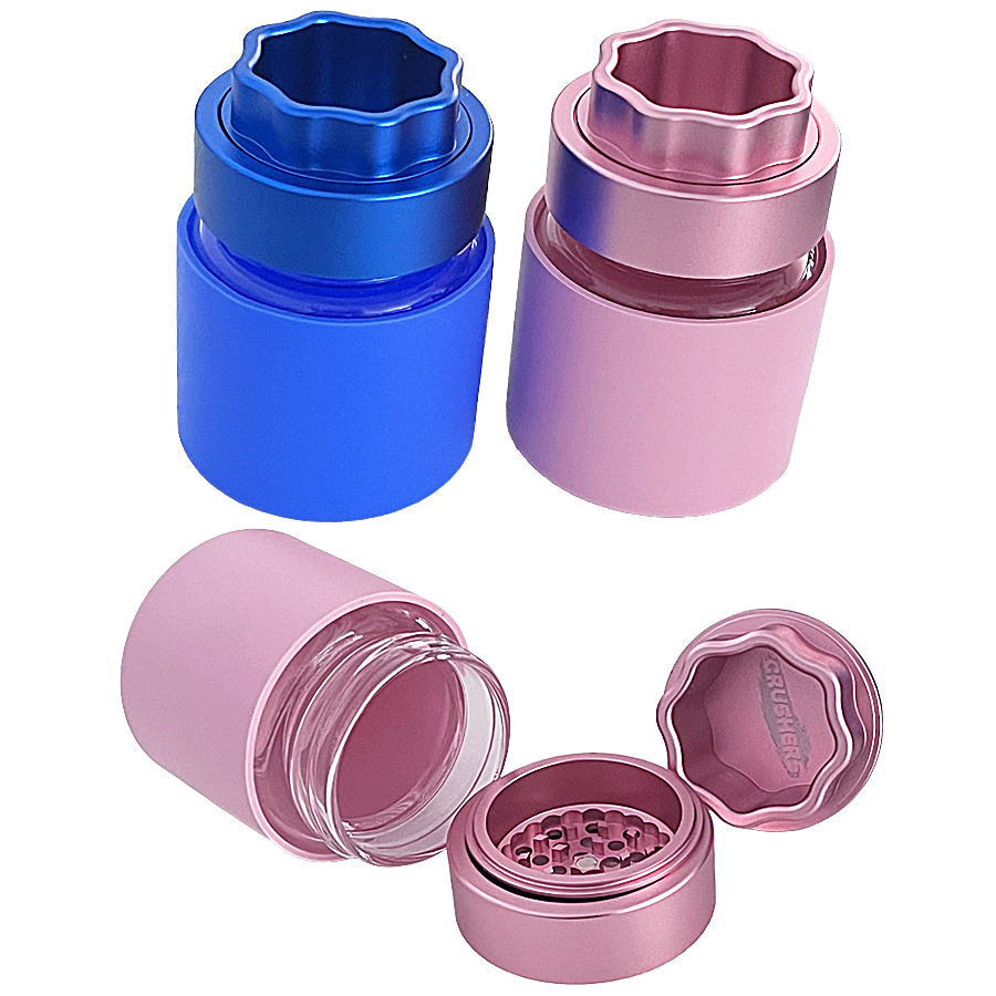 Crushers Metallic Top With Rubberized Body Bottle Shaped 3 Part Grinder (GR521) | 55mm | Assorted Colors - image 1 of 2